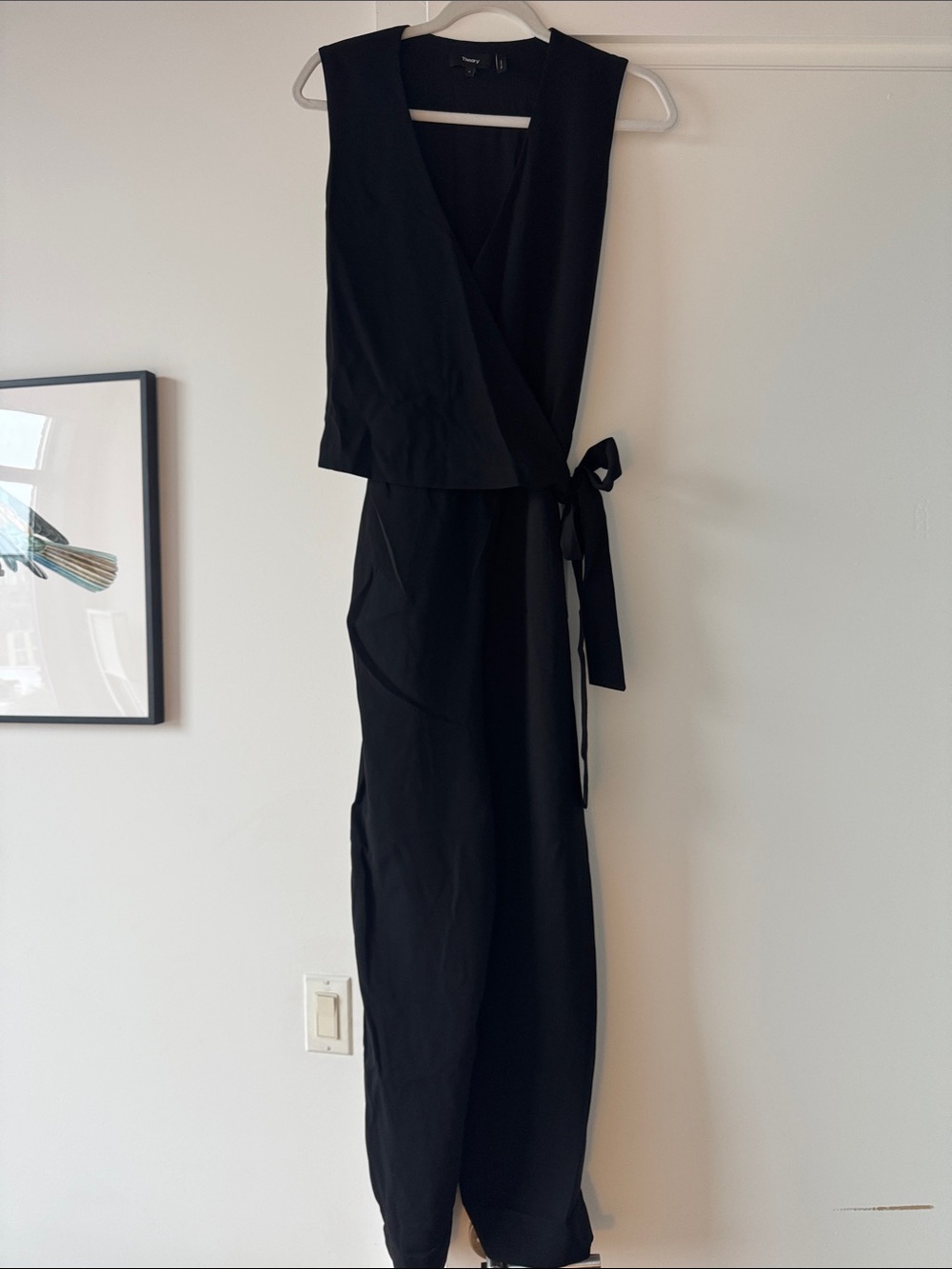 Black Wrap-Style Sleeveless Jumpsuit